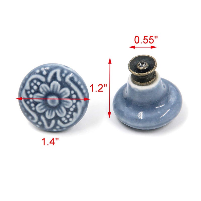 Geesatis 10 pcs Ceramic knobs Drawer Cabinet Pull Handle Knobs Furniture Decorative Pull Tool with Mounting Screws, Light Blue, 1.4 inch Diameter - Image 2